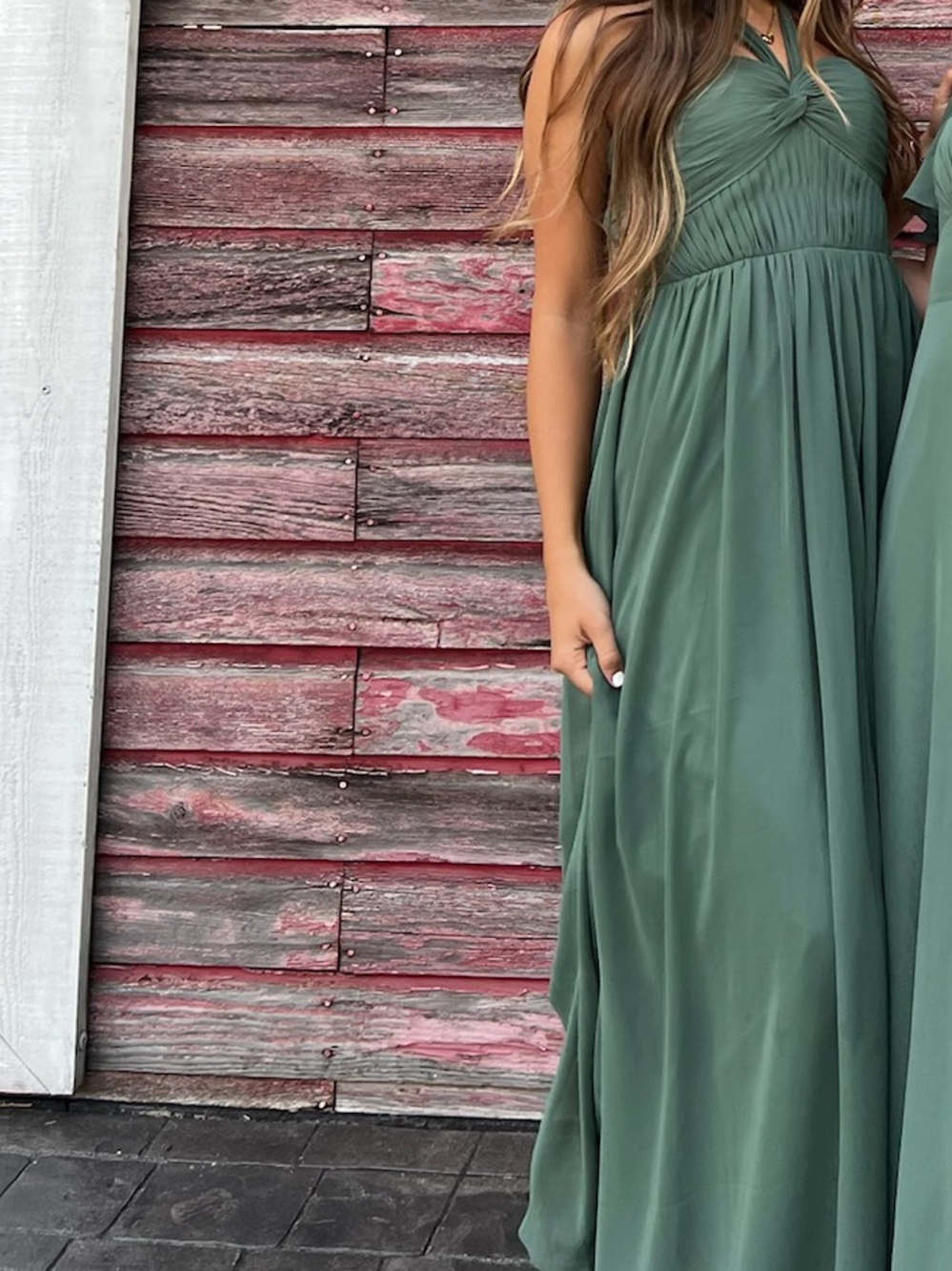 Azazie Chiffon Eucalyptus Dress